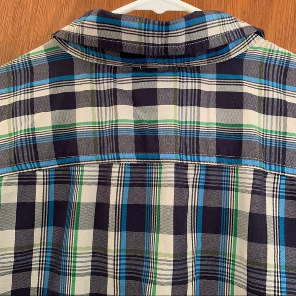 Men’s TL Tall LG EDDIE BAUER Blue Plaid Shirt Sleeve Hiking Outdoor Button Shirt - Picture 9 of 11
